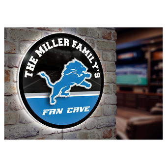 Detroit Lions Personalized 23" Round LED Wall Sign