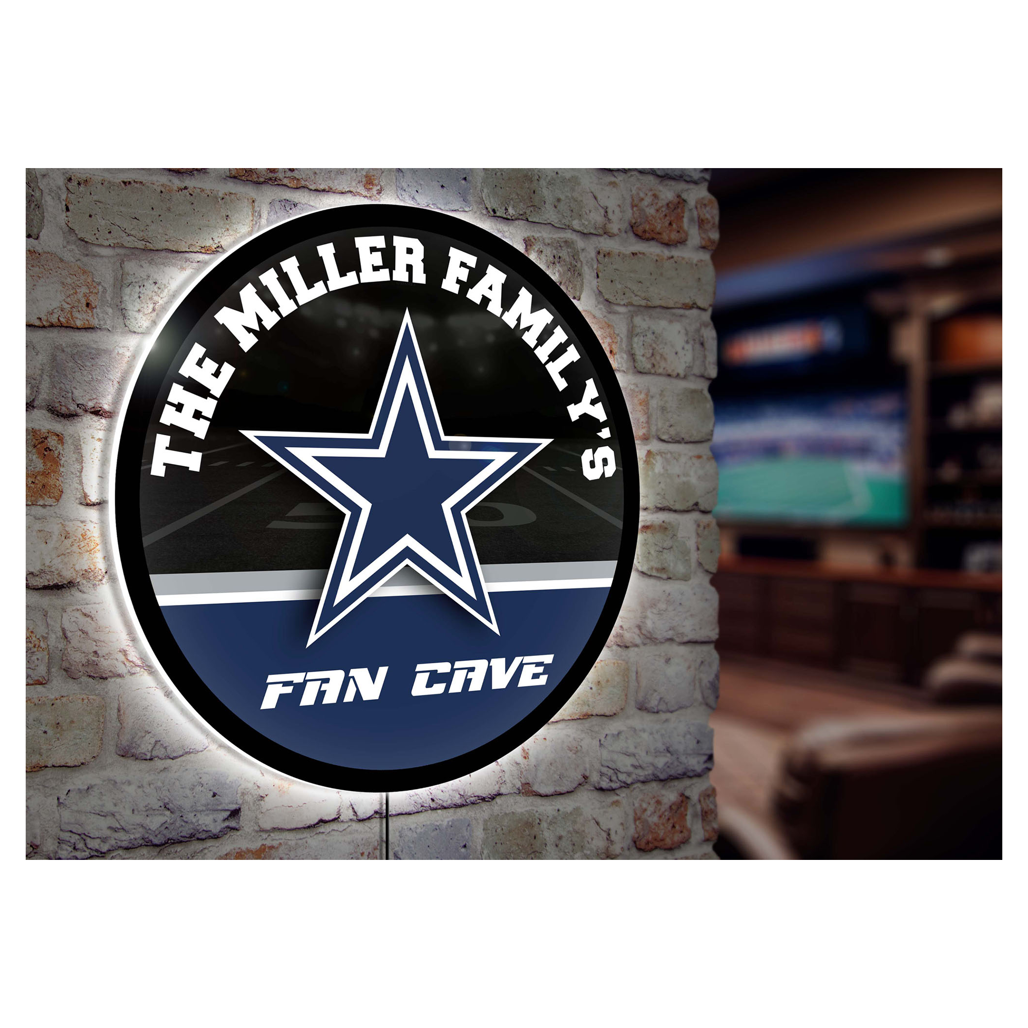 Dallas Cowboys Personalized 23" Round LED Wall Sign