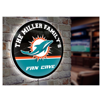 Miami Dolphins Personalized 23" Round LED Wall Sign