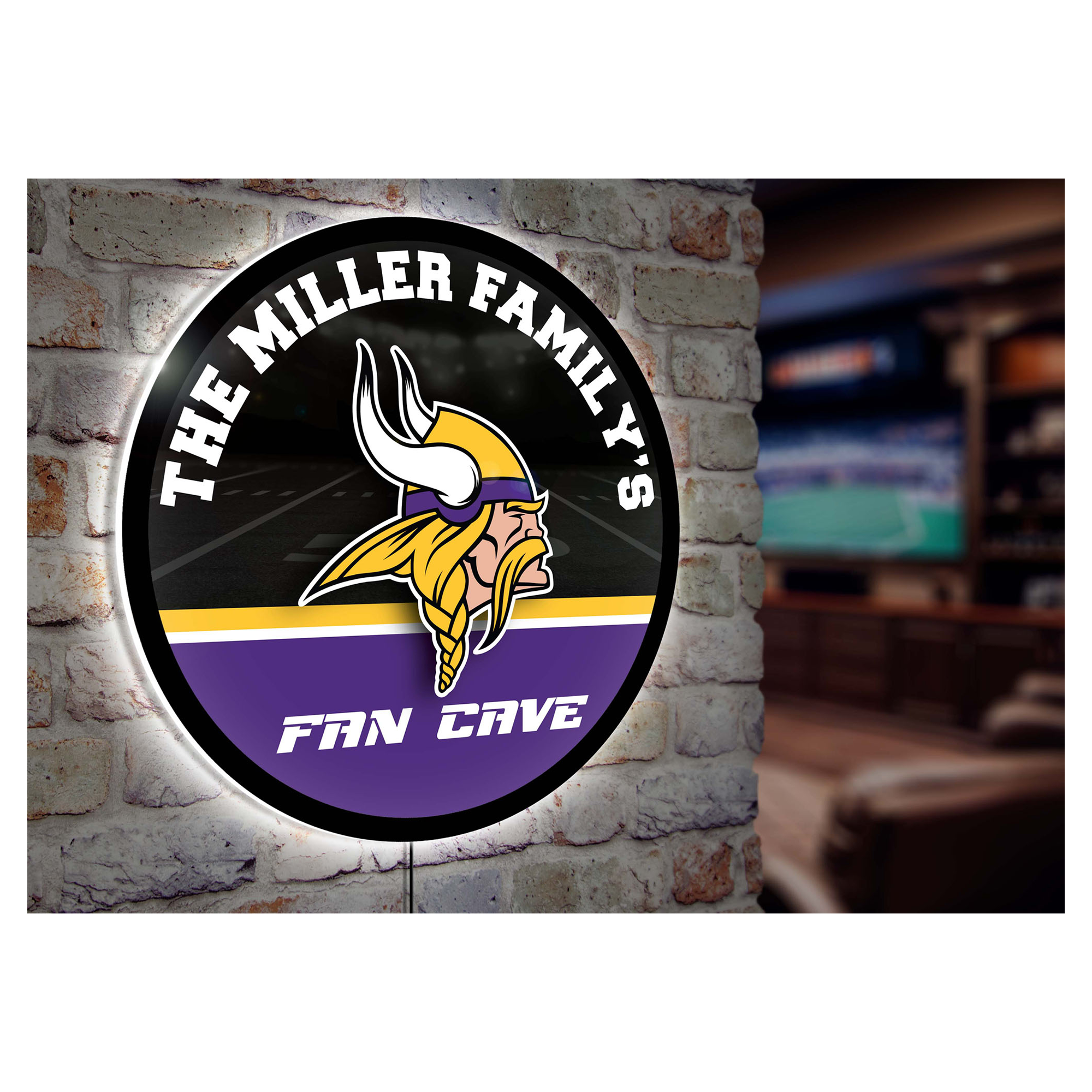 Minnesota Vikings Personalized 23" Round LED Wall Sign