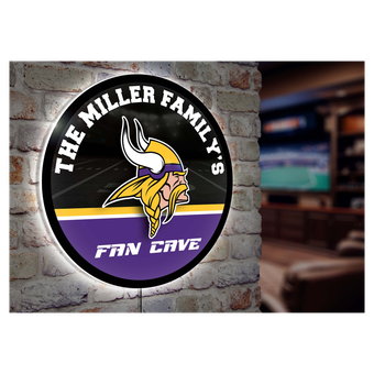 Minnesota Vikings Personalized 23" Round LED Wall Sign