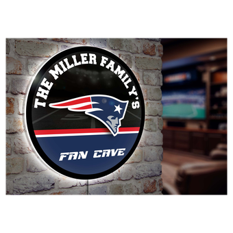 New England Patriots Personalized 23" Round LED Wall Sign