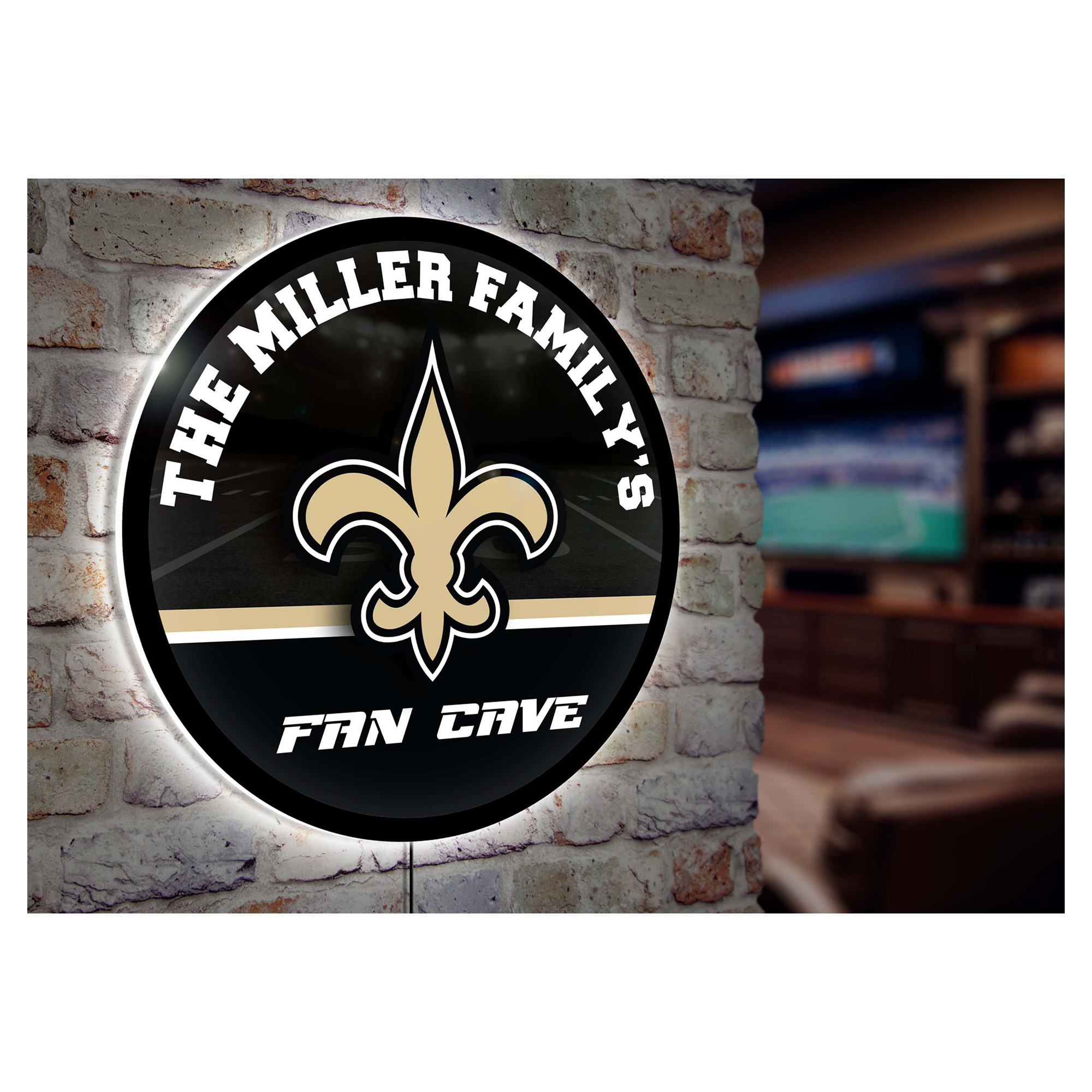 New Orleans Saints Personalized 23" Round LED Wall Sign