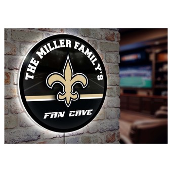 New Orleans Saints Personalized 23" Round LED Wall Sign