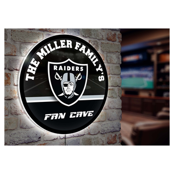 Las Vegas Raiders Personalized 23" Round LED Wall Sign