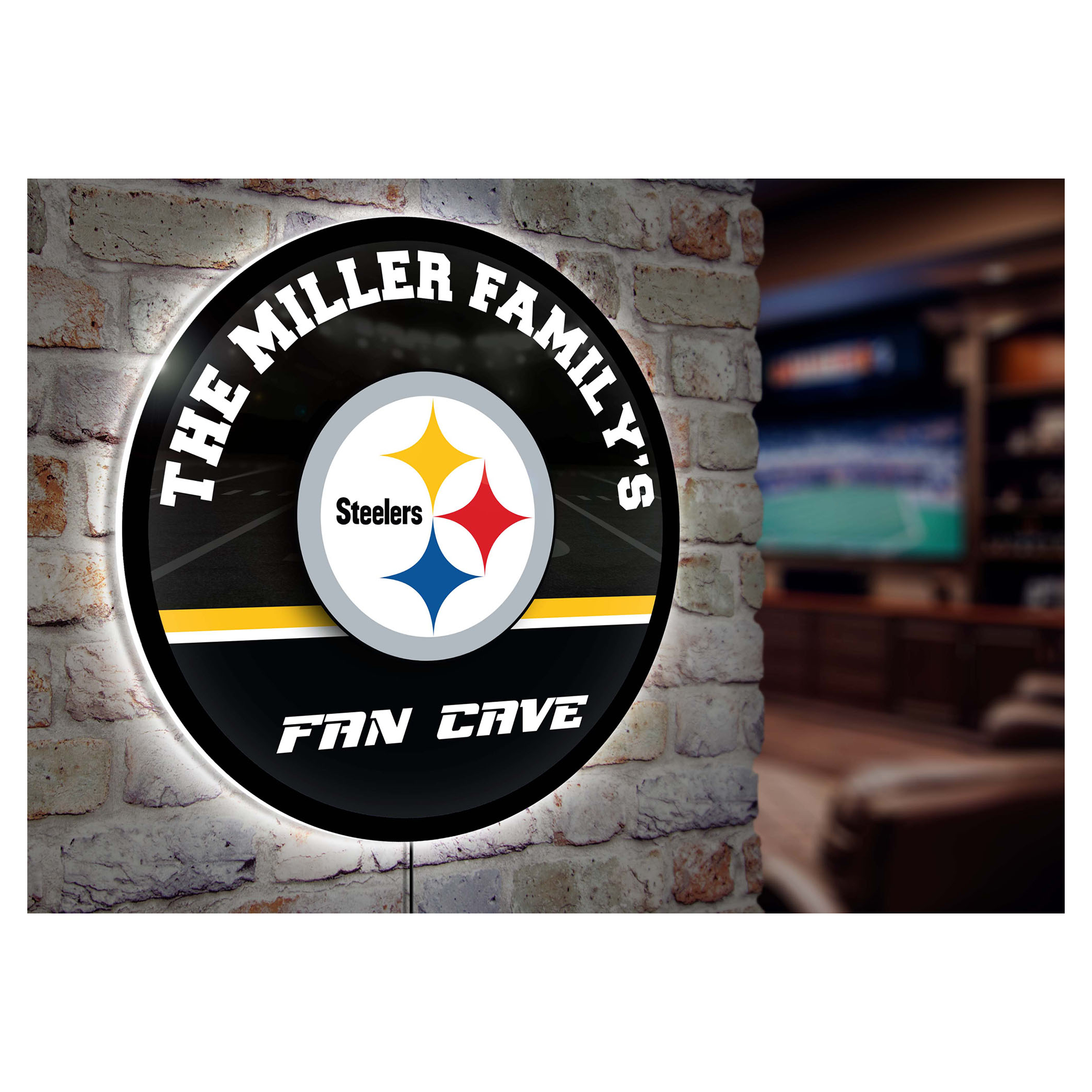 Pittsburgh Steelers Personalized 23" Round LED Wall Sign