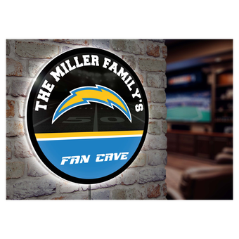 Los Angeles Chargers Personalized 23" Round LED Wall Sign