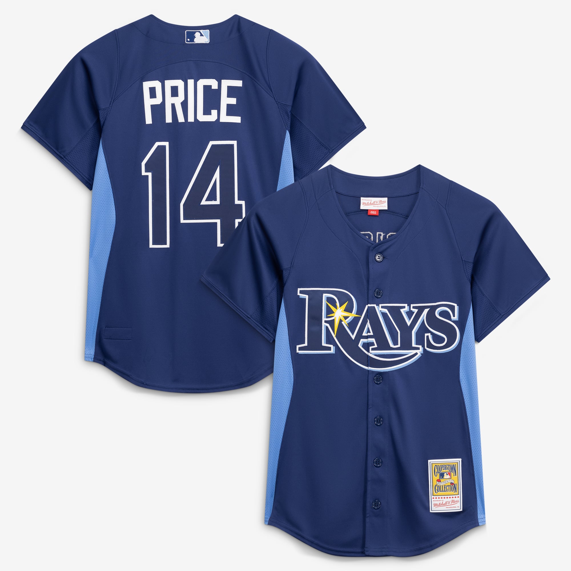 Men's Mitchell & Ness David Price Blue Tampa Bay Rays Authentic Batting Practice Jersey