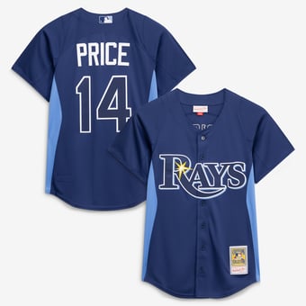 Men's Mitchell & Ness David Price Blue Tampa Bay Rays Authentic Batting Practice Jersey