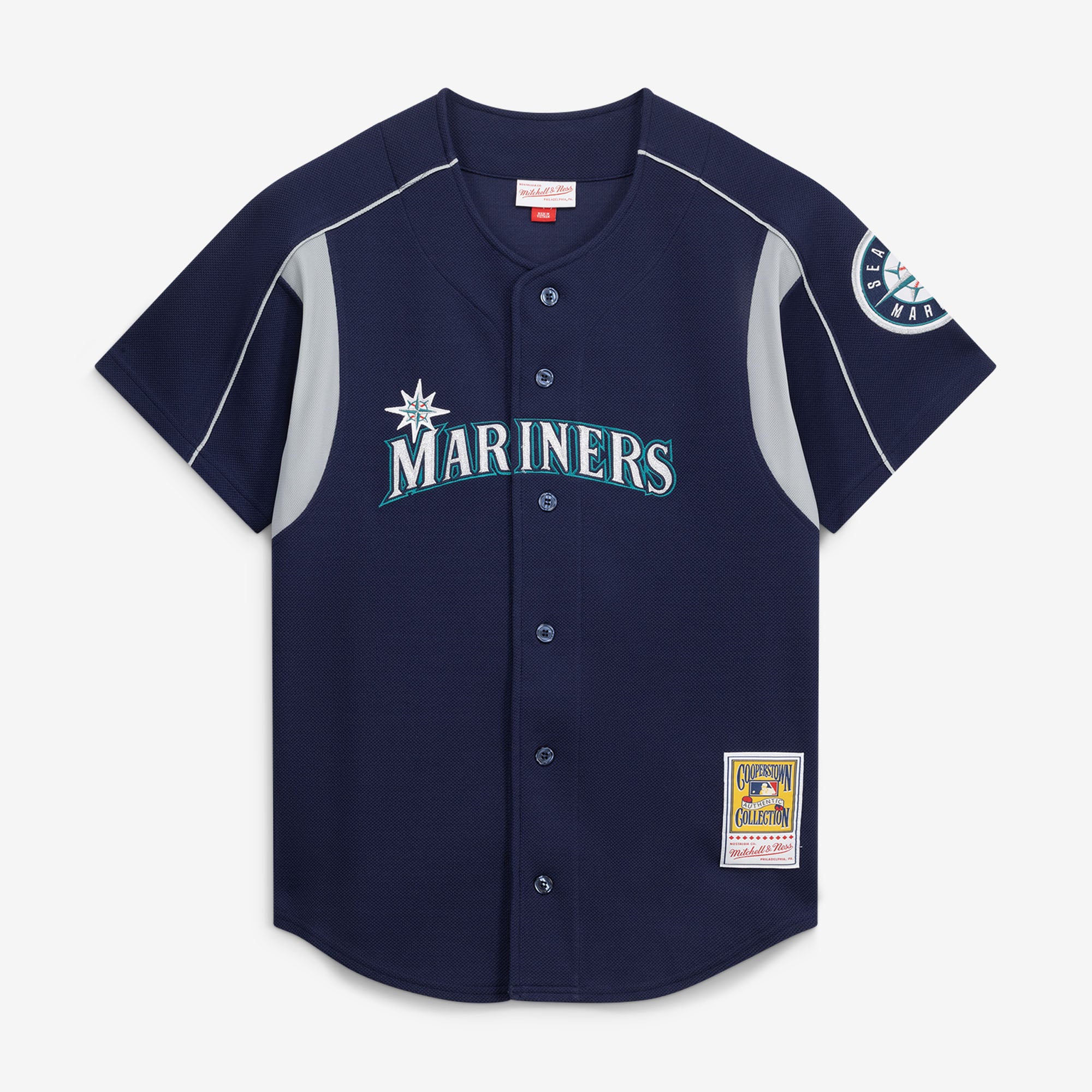 Camiseta de práctica de bateo para hombre Mitchell & Ness Felix Hernandez Navy Seattle Mariners Cooperstown Collection