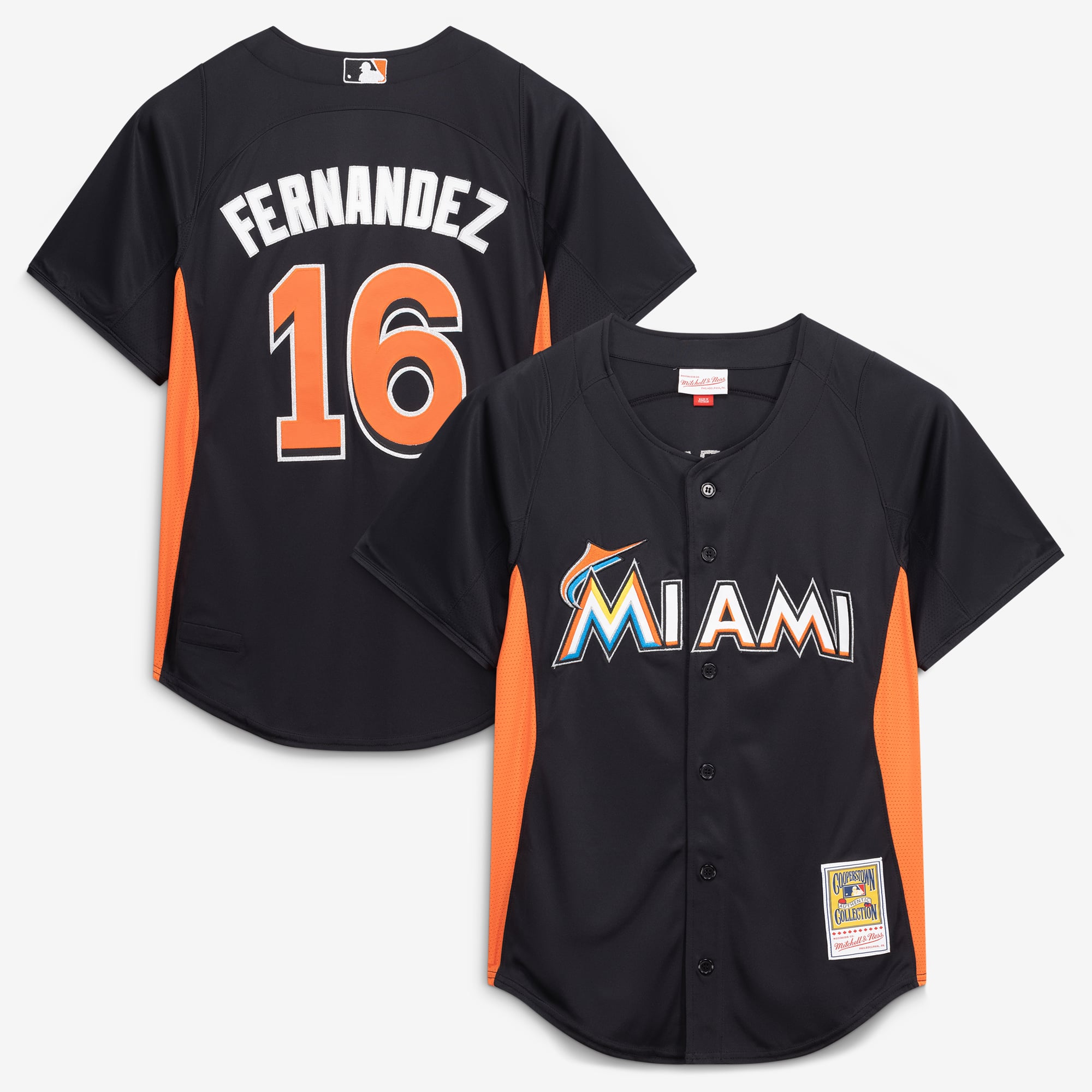 Men's Mitchell & Ness Jose Fernandez Black Miami Marlins Authentic Batting Practice Jersey
