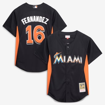 Men's Mitchell & Ness Jose Fernandez Black Miami Marlins Authentic Batting Practice Jersey