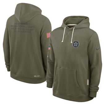 Men's Nike Olive Dallas Cowboys 2025 Salute to Service Sideline Standard Issue Dri-FIT Hoodie