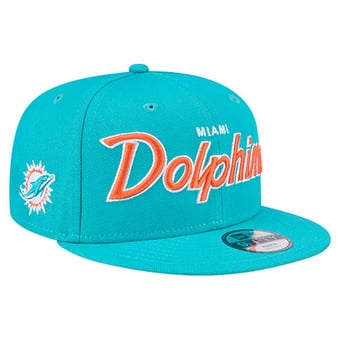 Youth New Era Aqua Miami Dolphins Main Script 9FIFTY Snapback Hat