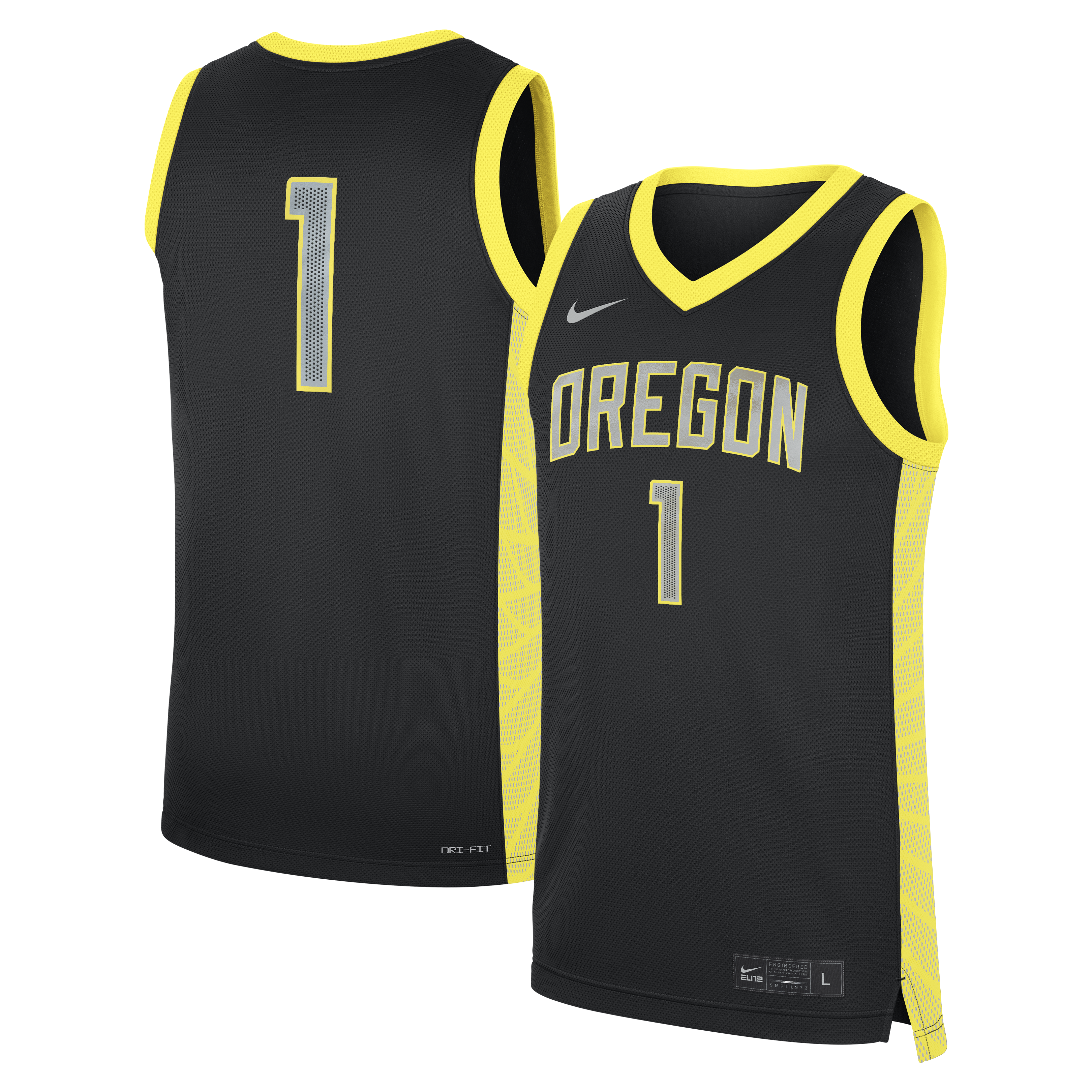 Men's Nike Black Oregon Ducks #1 Alternate Replica Basketball Jersey