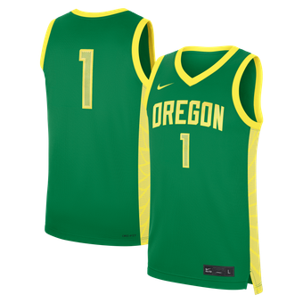 Men's Nike Green Oregon Ducks #1 Road Replica Basketball Jersey