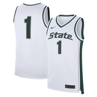 Men's Nike White Michigan State Spartans #1 Alternate Replica Basketball Jersey
