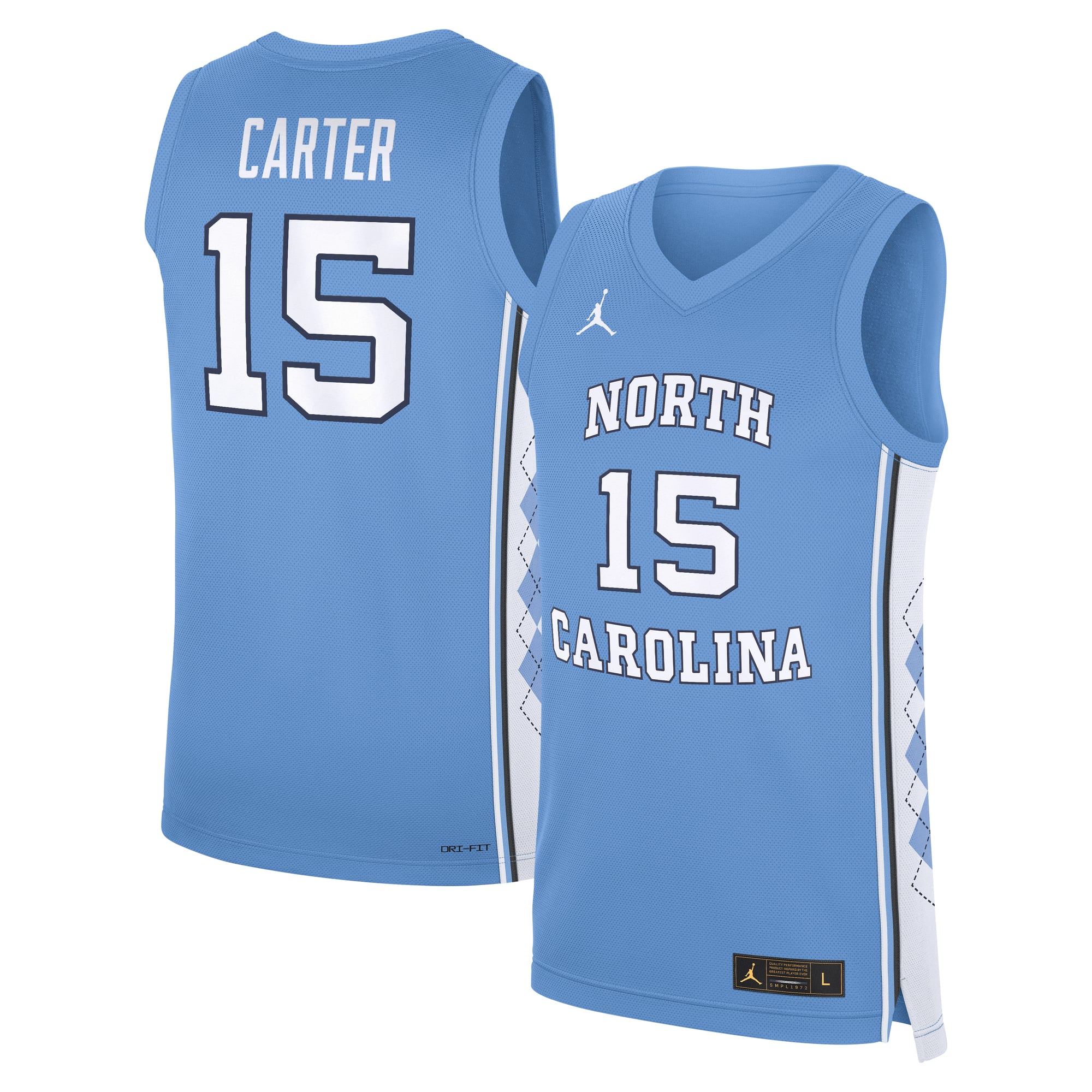 Men's Jordan Brand Vince Carter Carolina Blue North Carolina Tar Heels Road Replica Basketball Jersey
