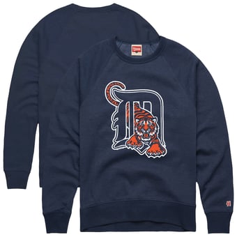 Men's Homage Navy Detroit Tigers Retro Tri-Blend Pullover Sweatshirt
