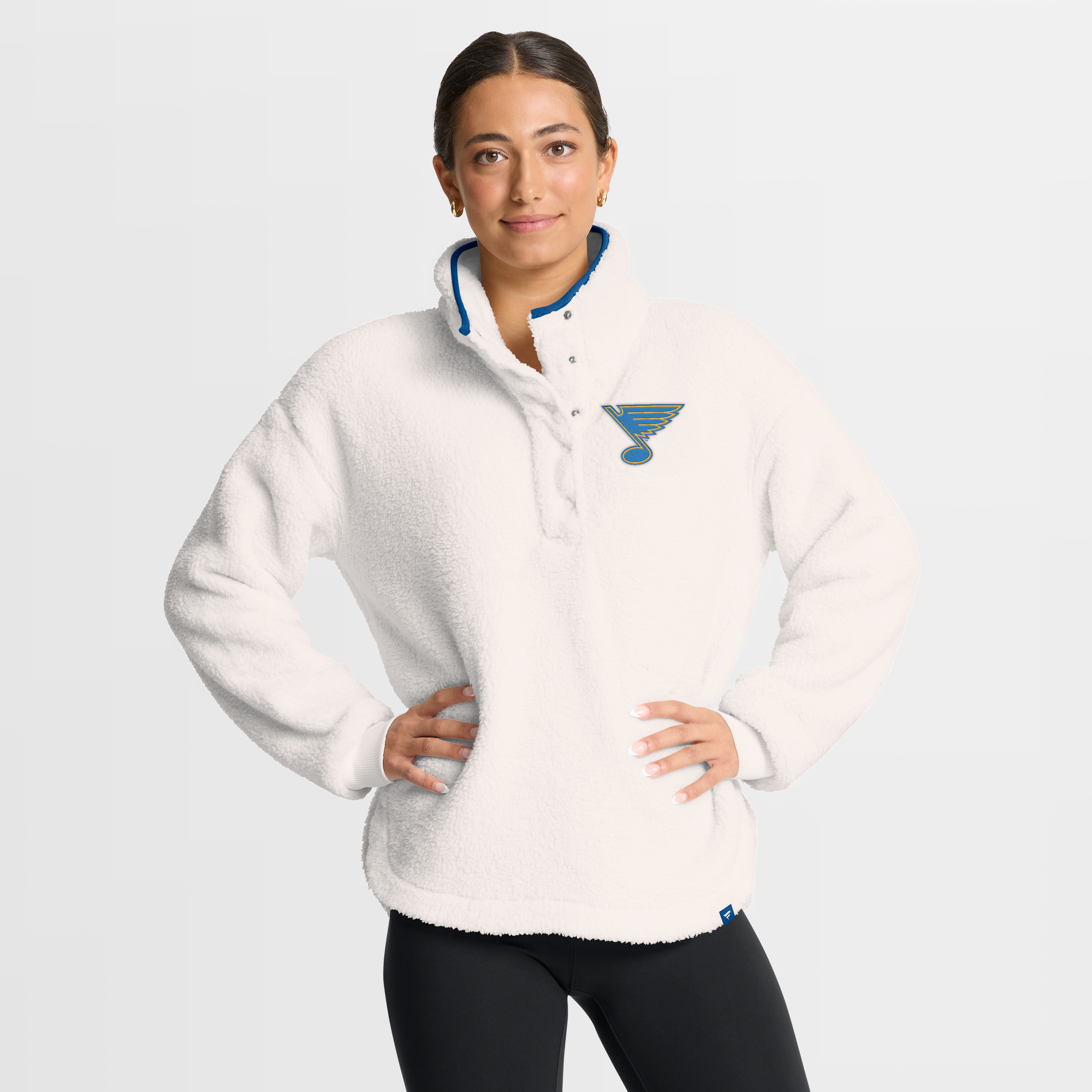 Women's Fanatics White St. Louis Blues Rush Sherpa Half-Snap Pullover