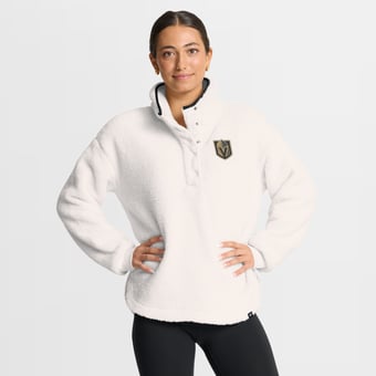 Women's Fanatics White Vegas Golden Knights Rush Sherpa Half-Snap Pullover