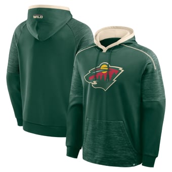 Men's Fanatics Green Minnesota Wild Goaltender Defender Raglan Pullover Hoodie
