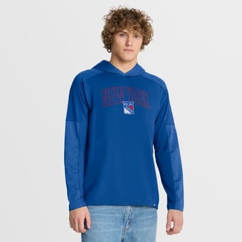 Men's Fanatics Blue New York Rangers Penalty Shot Long Sleeve Hooded T-Shirt