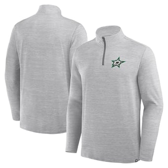 Men's Fanatics  Heather Gray Dallas Stars Clutch Boarding Poly Quarter-Zip Pullover