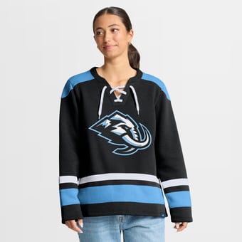 Women's Fanatics  Black Utah Mammoth Icing Long Sleeve Lace Up Sweatshirt