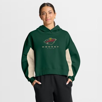 Women's Fanatics Green Minnesota Wild Back Check Boxy Hoodie