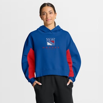 Women's Fanatics Blue New York Rangers Back Check Boxy Hoodie