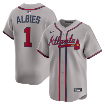 Men's Nike Ozzie Albies Gray Atlanta Braves Road Limited Player Jersey