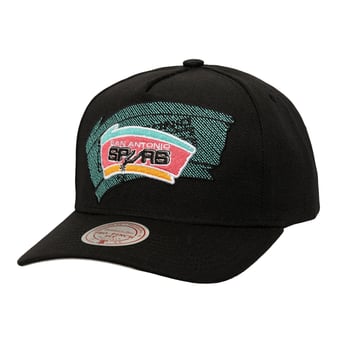 Men's Mitchell & Ness  Black San Antonio Spurs Tilted Pro Pinch Adjustable Hat