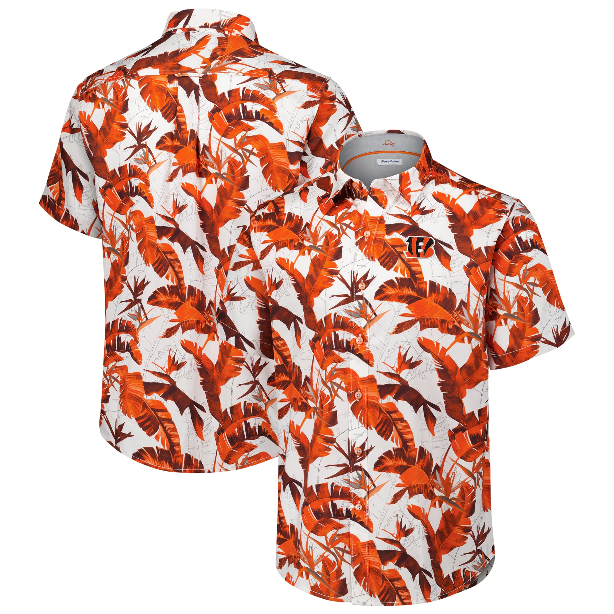 Men’s Tommy Bahama Orange Cincinnati Bengals Sunnyvale Blooms Camp Button-Up Shirt Men’s Tommy Bahama Orange Cincinnati Bengals Sunnyvale Blooms Camp Button-Up Shirt