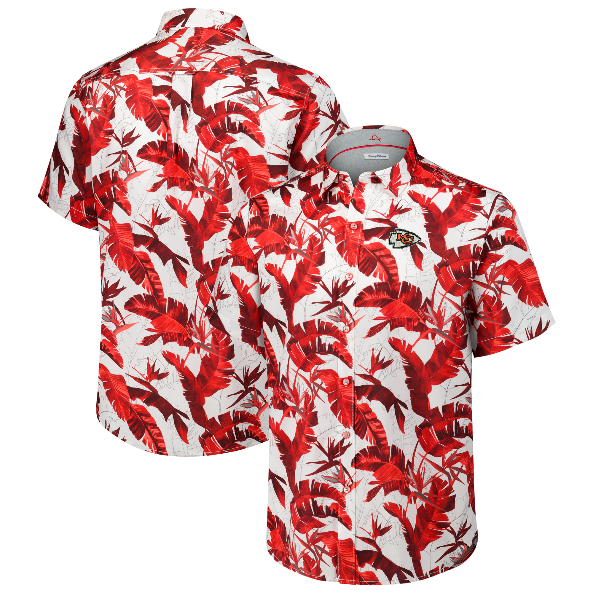 Men's Tommy Bahama Red Kansas City Chiefs Sunnyvale Blooms Camp Button-Up Shirt