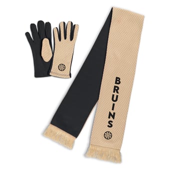 Women's WEAR by Erin Andrews Boston Bruins Tonal Microcheck Scarf & Glove Set