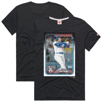 Men's Homage Shohei Ohtani Charcoal Los Angeles Dodgers Topps Baseball Card Tri-Blend T-Shirt