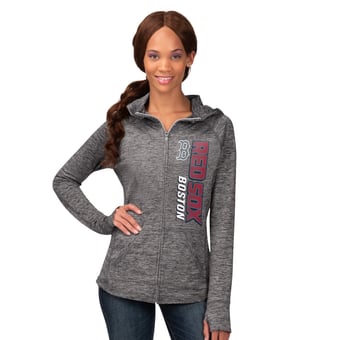 Women's G-III 4Her by Carl Banks Heather Gray Boston Red Sox Defender Space Dye Raglan Full-Zip Hoodie