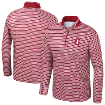 Men's Colosseum Cardinal Stanford Cardinal Striped Quarter-Zip Top
