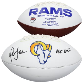 Marshall Faulk St. Louis Rams Autographed White Panel Football with "HOF 20XI" Inscription