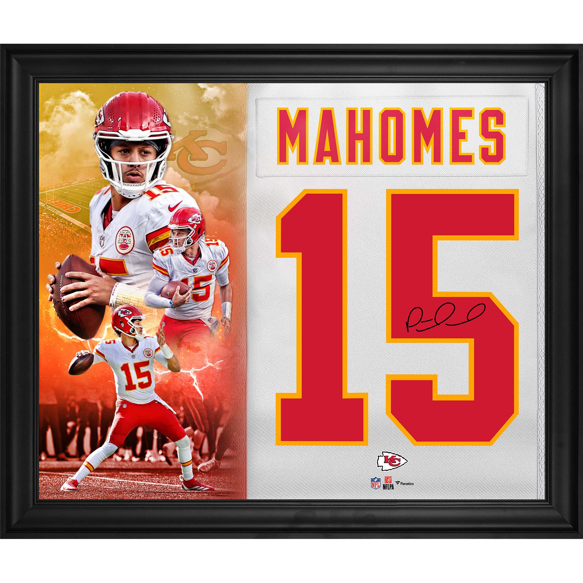 Patrick Mahomes Kansas City Chiefs Autographed Framed 20" x 24" White Jersey Number Collage