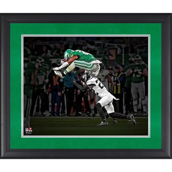 Saquon Barkley Philadelphia Eagles Framed 16” x 20” Week 9 vs. Jacksonville Jaguars Reverse Hurdle Photograph