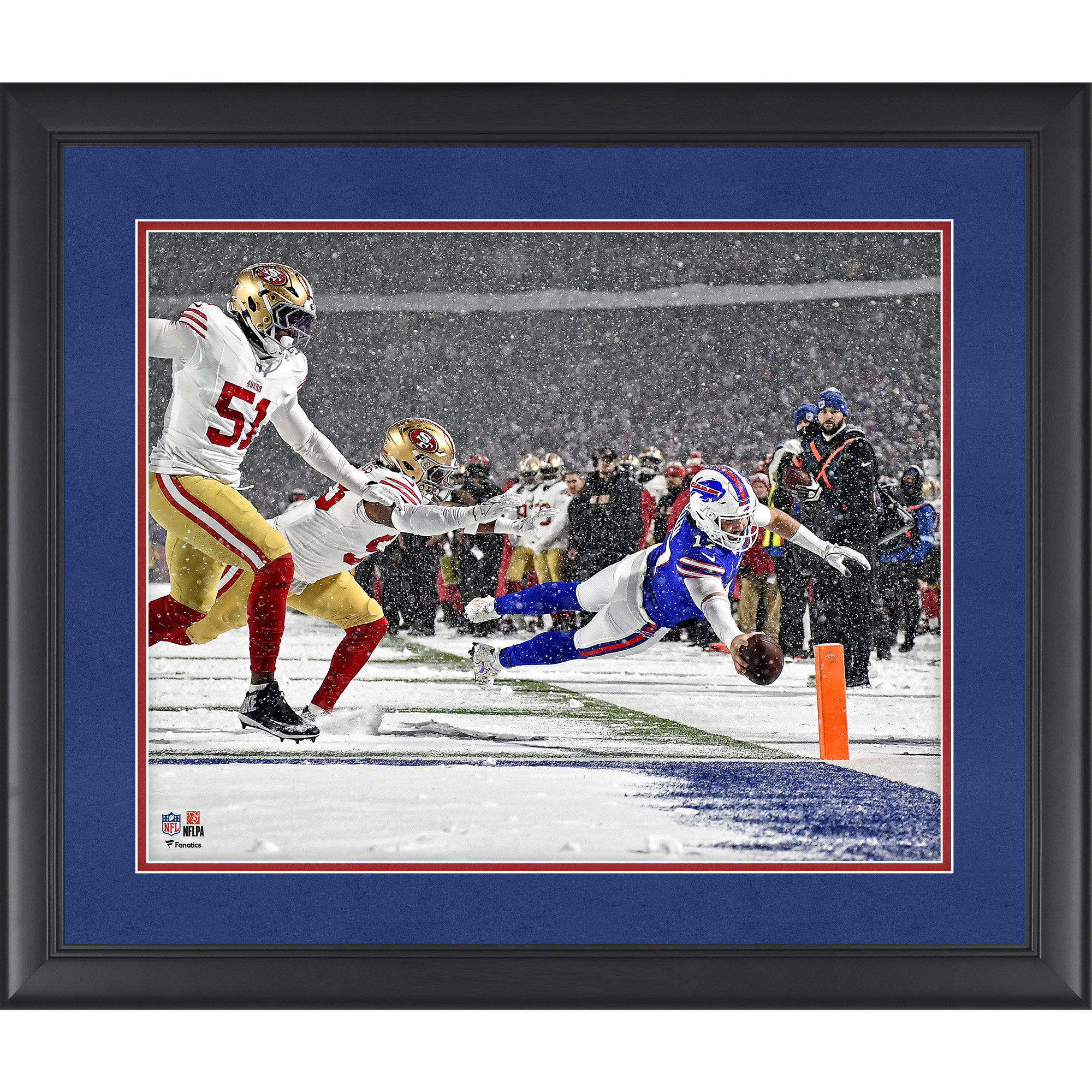 Josh Allen Buffalo Bills Framed 16” x 20” Week 13 vs. San Francisco 49ers Snow Touchdown Photograph