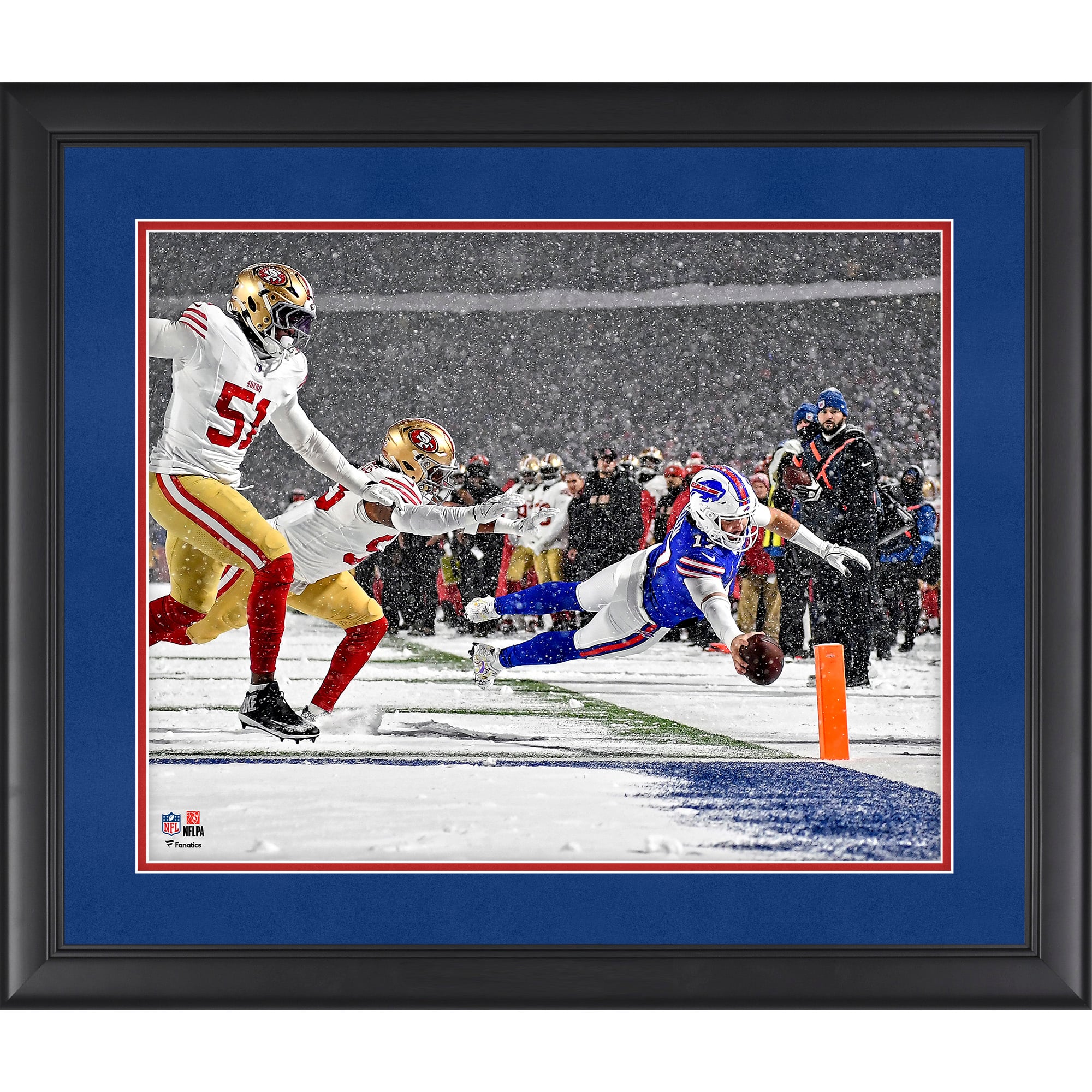 Josh Allen Buffalo Bills Framed 16” x 20” Week 13 vs. San Francisco 49ers Snow Touchdown Photograph