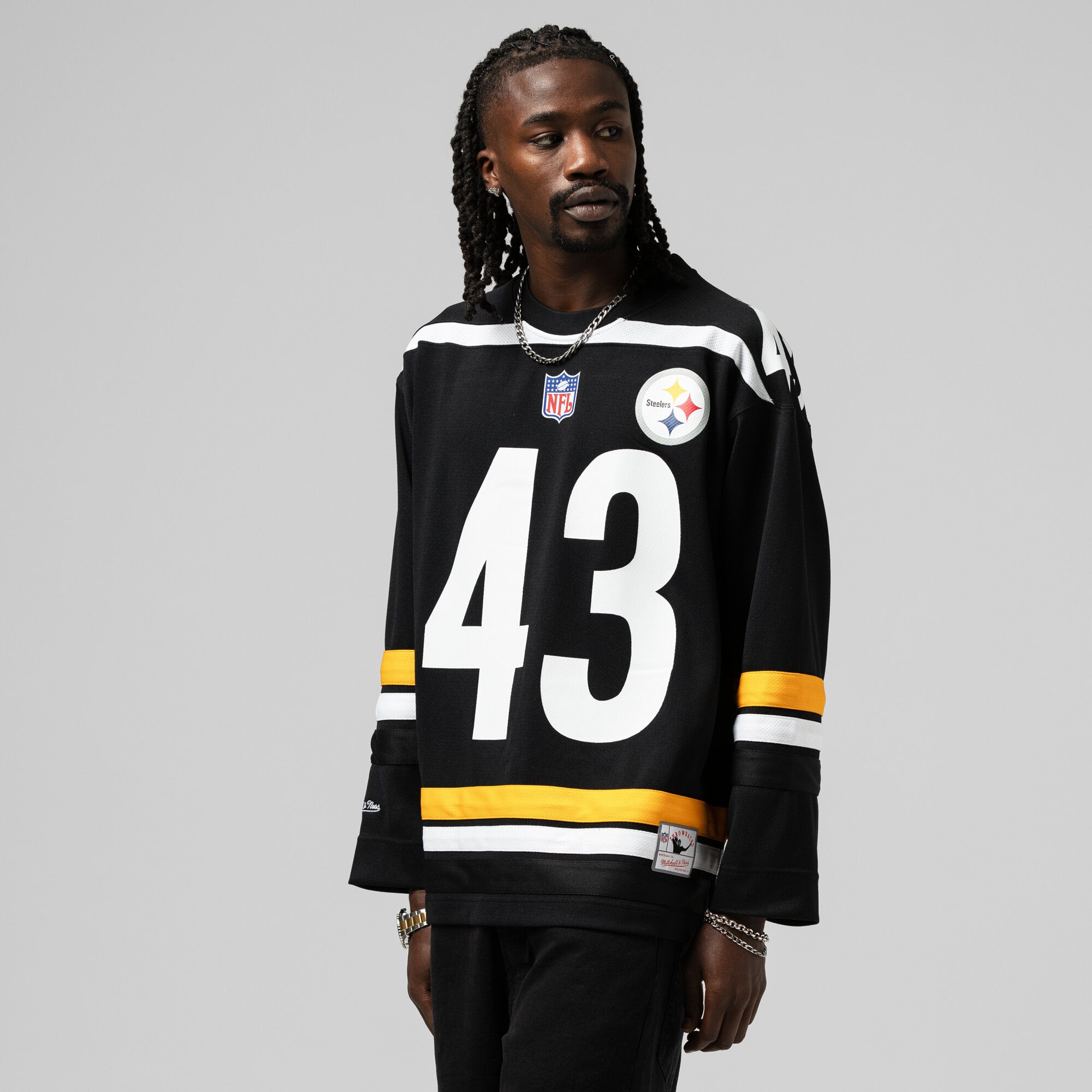 Camiseta de hockey para hombre Mitchell & Ness Troy Polamalu negra de los Pittsburgh Steelers, edición especial Maxxed Out Fashion