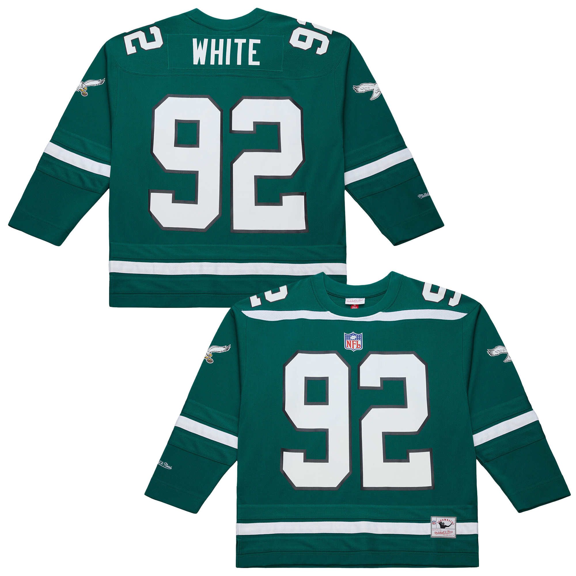 Men's Mitchell & Ness Reggie White Kelly Green Philadelphia Eagles Maxxed Out Fashion Hockey Jersey
