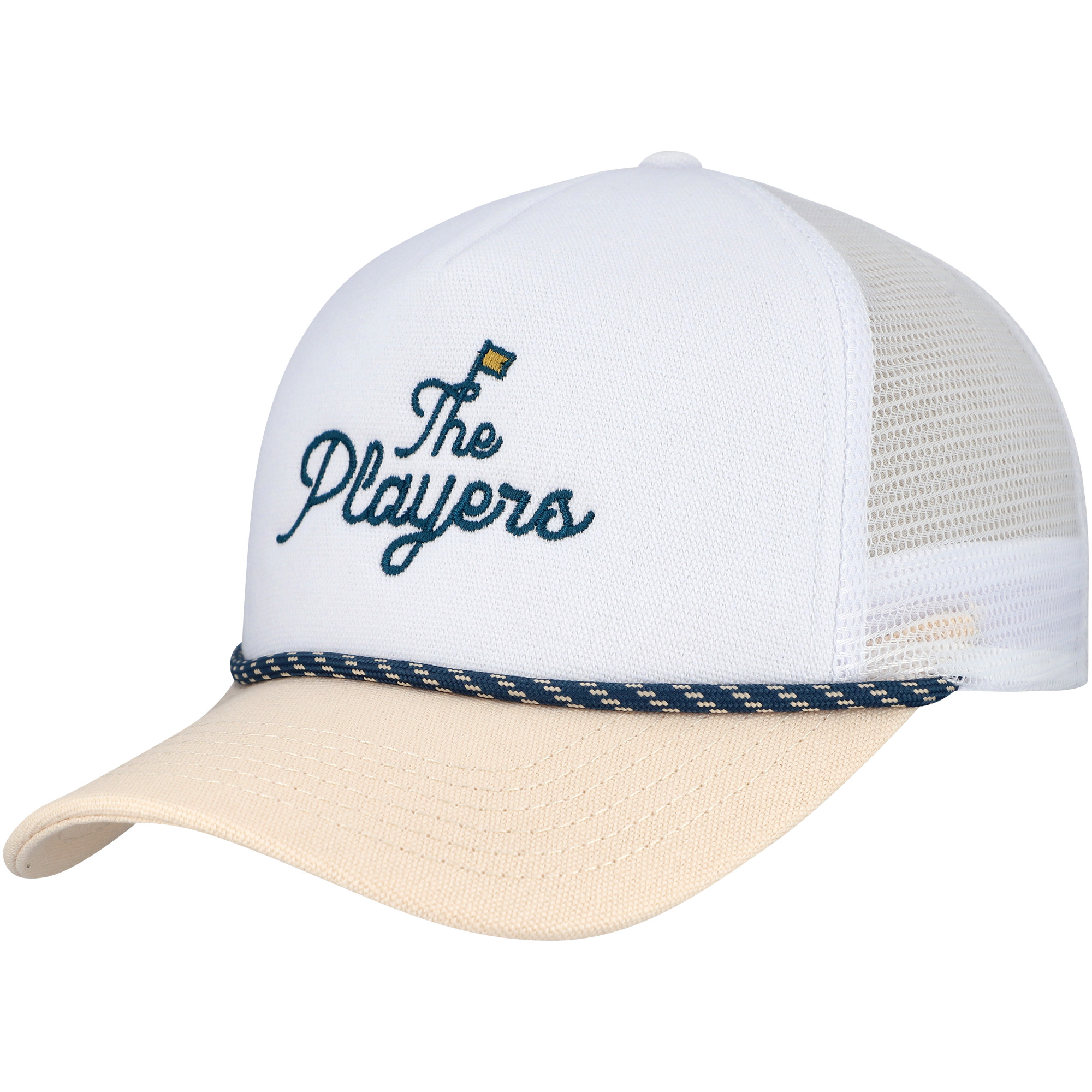Men's Barstool Golf  White/Tan THE PLAYERS Nailhead Canvas Rope Adjustable Hat