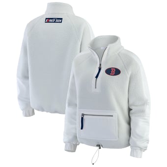 Women's WEAR by Erin Andrews Gray Boston Red Sox Polar Fleece Quarter-Zip Jacket