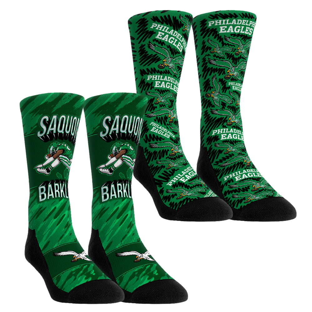 Unisex Rock Em Saquon Barkley Philadelphia Eagles 2-Pack Reverse Hurdle Crew Socks Set
