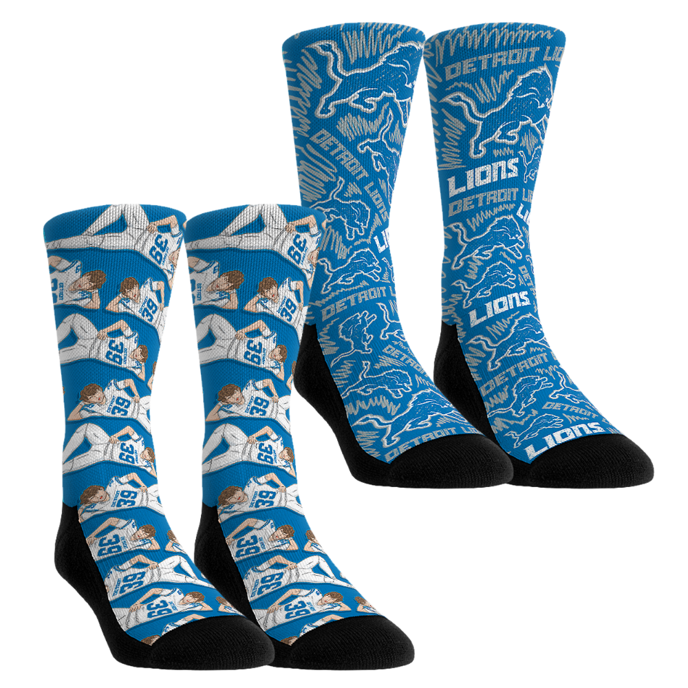 Unisex Rock Em Jake Bates Detroit Lions 2-Pack Stretching Crew Socks Set